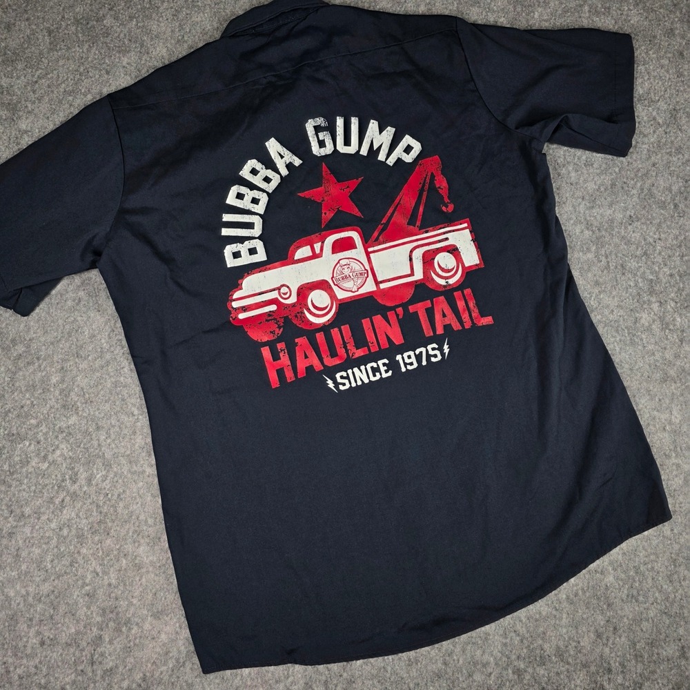 Dickies Bubba Gump Shrimp Mechanic‎ Shirt Work Haulin' Tail Truck Blue Patch Med
